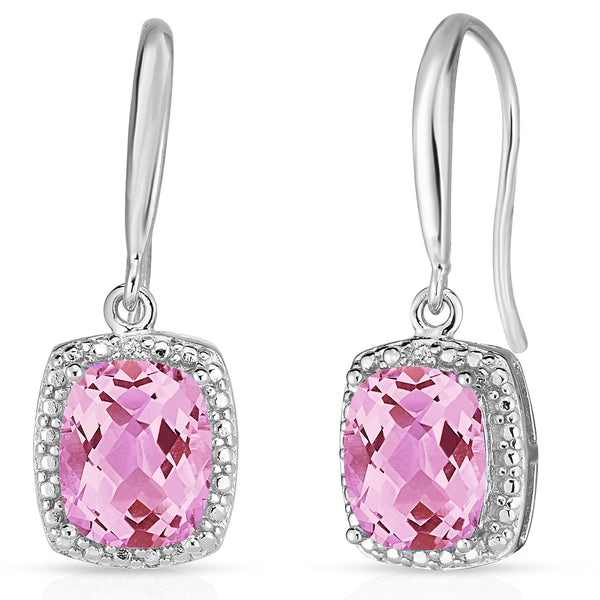 Diamond and Pink Topaz Earrings
