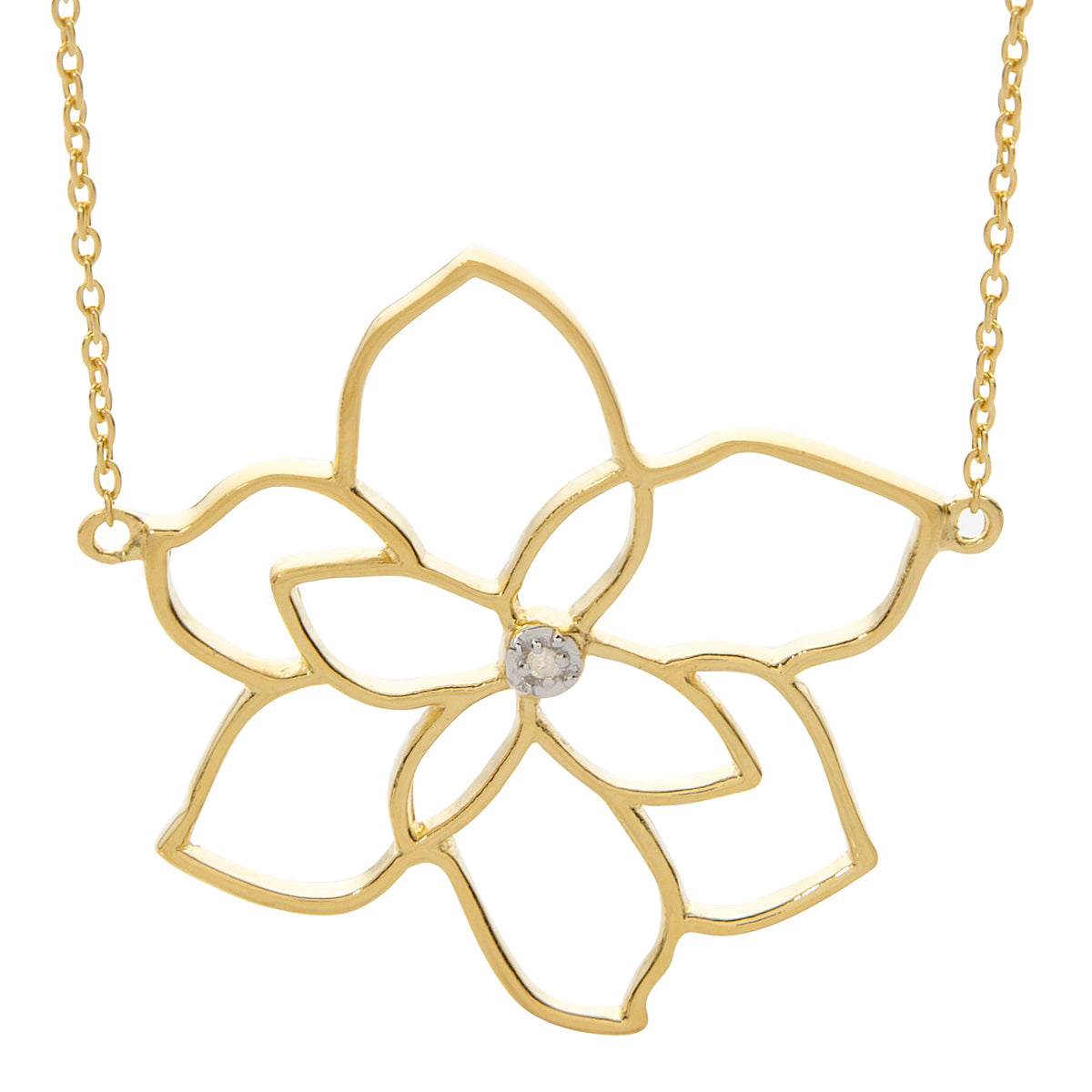 Diamond Lotus Flower Necklace