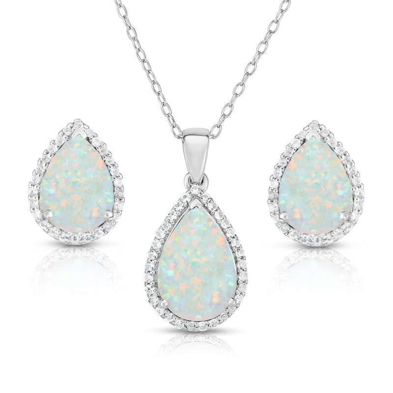 Opal Earrings & Necklace Set