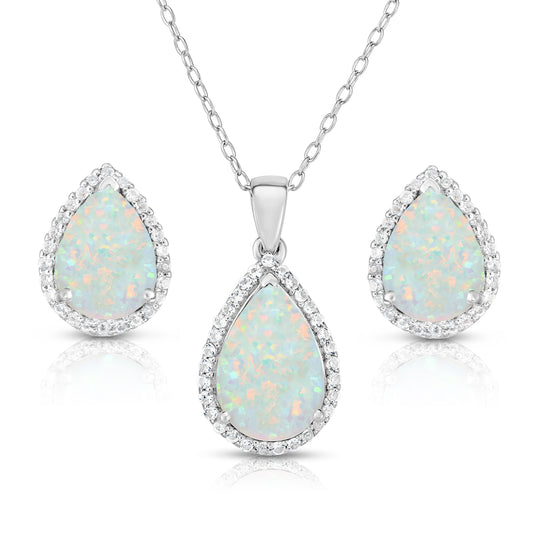 Opal Earrings & Necklace Set