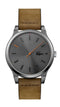 Lacoste Kyoto Mens, 1 Hand, Grey IP Case and Dial, Brown Leather Strap