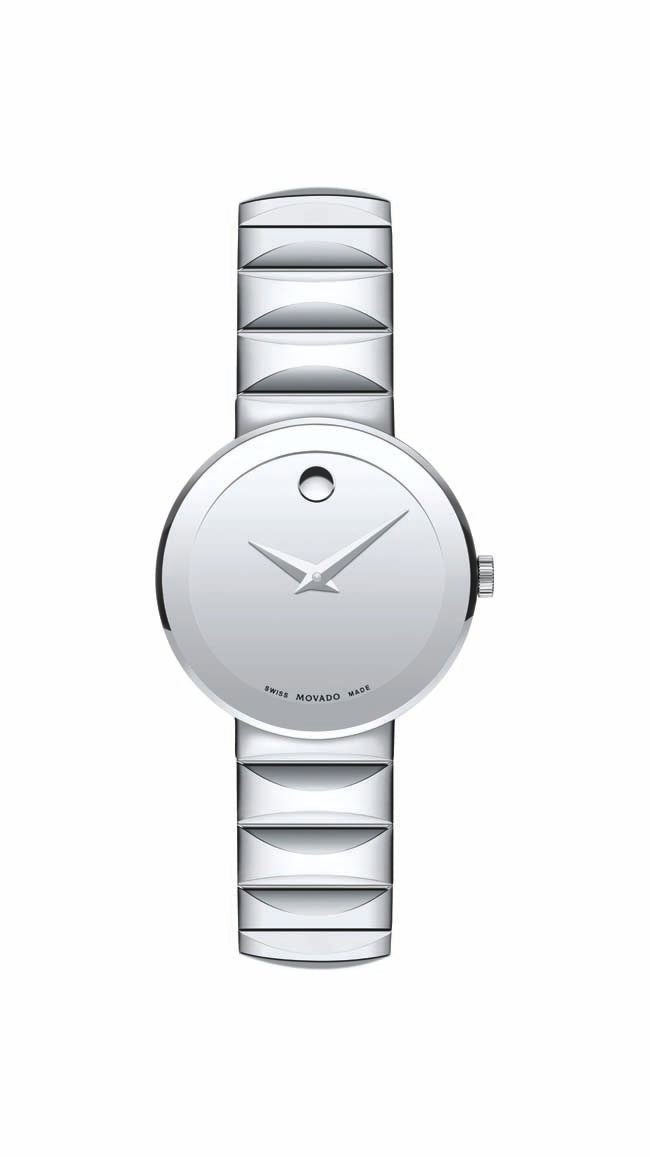 Movado Saphire Ladies, Stainless Steel Case and Bracelet, Silver Dial