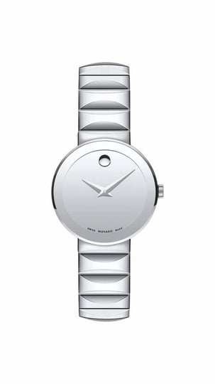 Movado Saphire Ladies, Stainless Steel Case and Bracelet, Silver Dial