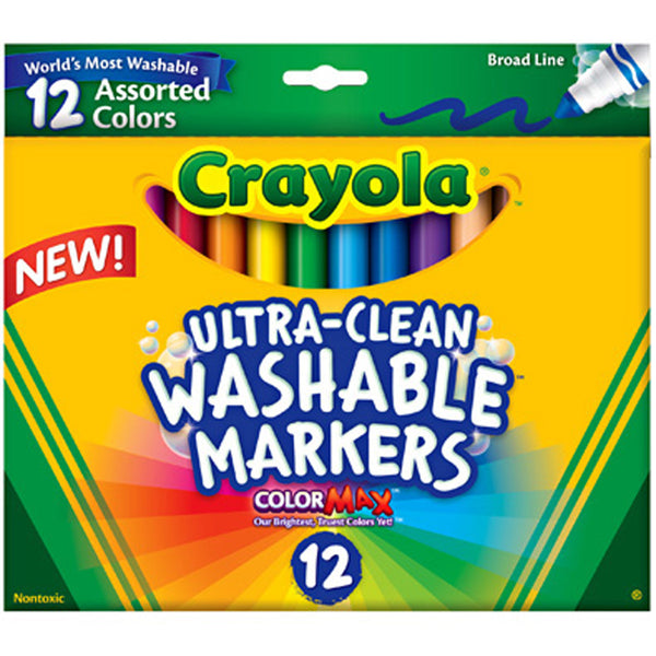 Crayola 12 ct. Ultra-Clean Washable Assorted, Broad Line, ColorMax Markers