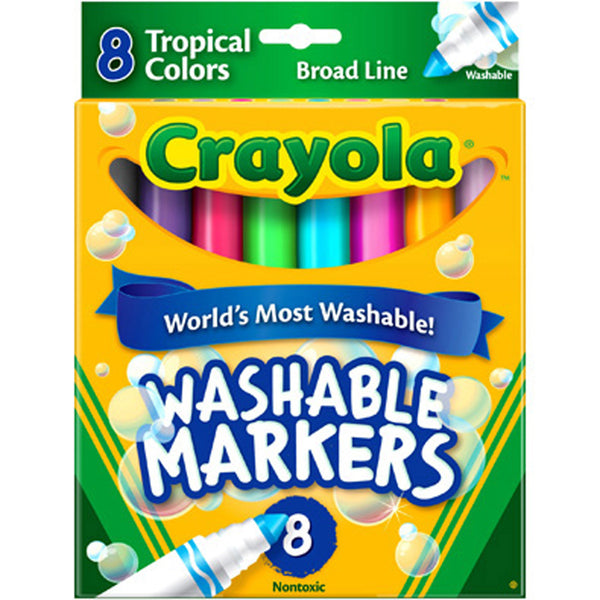 Crayola 8 ct. Ultra-Clean Washable Tropical Colors, Conical Tip, ColorMax Markers