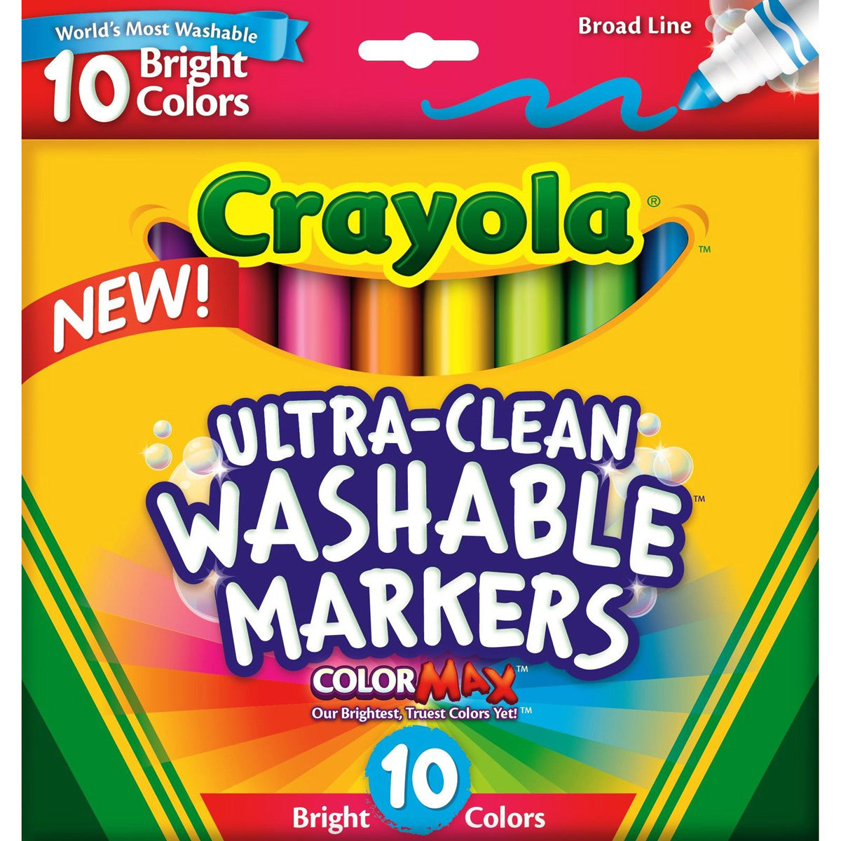 Crayola 10 ct. Ultra-Clean Washable Bright, Broad Line, Color Max Markers