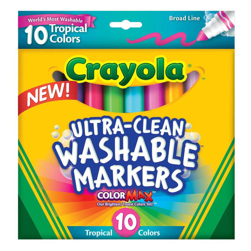 Crayola 10 ct. Ultra-Clean Washable Tropical, Broad Line, Color Max Markers