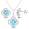 Blue Topaz & Diamond Quatrefoil Earring & Necklace Set