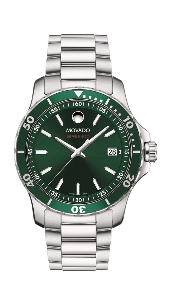 Movado Series 800 Chrono Gents, Performance Steel Case & Bracelet, Green Dial