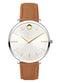 Movado Ultra Slim Ladies, Stainless Steel Case, Silver/White Dial, Tan Leather Strap