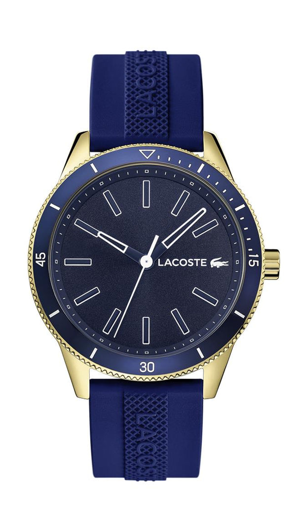 Lacoste Key West Gents, YG Plated/Blue Aluminum Case, Blue Dial, Blue Silicone Strap