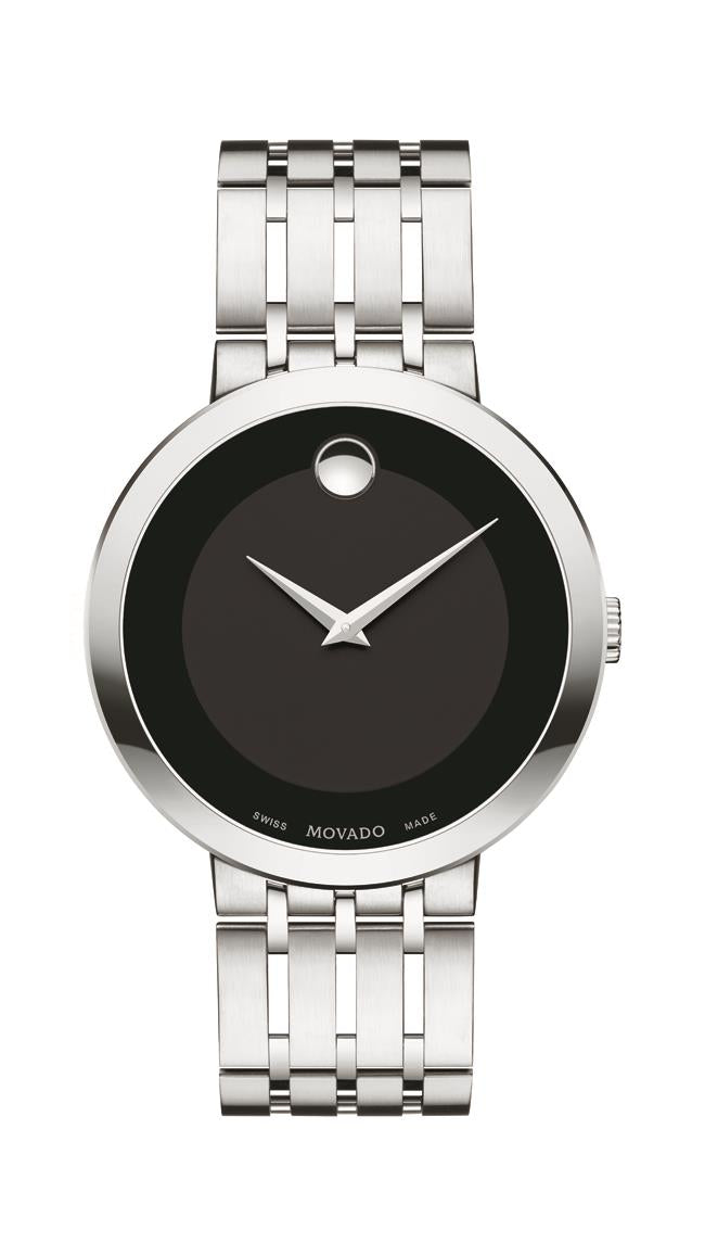 Movado Esperanza Gents, Stainless Steel Open Link Bracelet w/ Black Dial