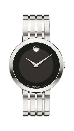 Movado Esperanza Gents, Stainless Steel Open Link Bracelet w/ Black Dial