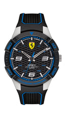 Scuderia Ferrari Apex Gents, SS Case, Black Dial, Black Silicone Strap with Blue Details