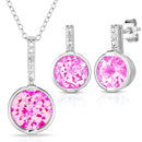 Pink Topaz & Diamond Earring and Necklace Set