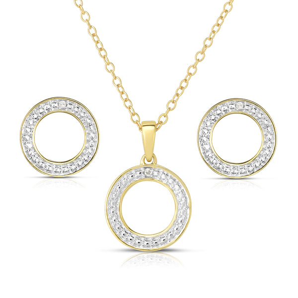 Diamond Geometric Earring & Necklace Set
