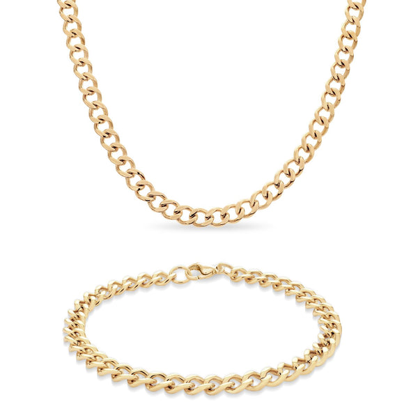 Gents Curb Link Bracelet & Necklace Set