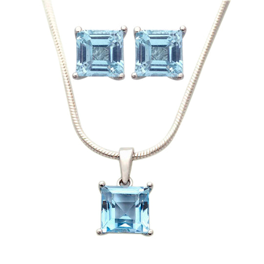 Blue Topaz Earring & Necklace Set