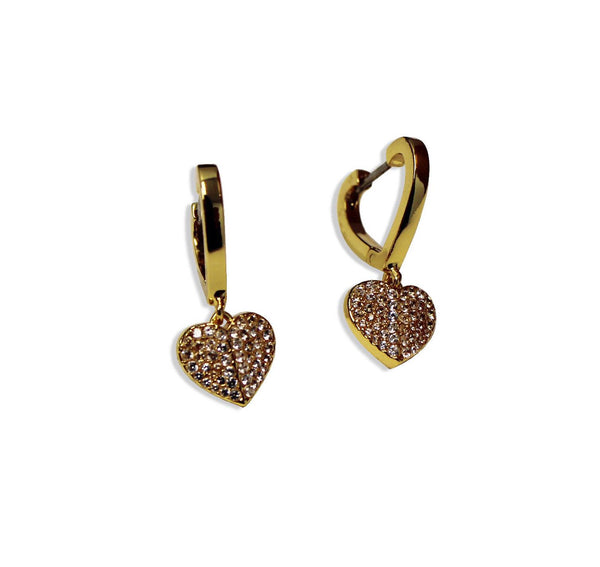 Kate Spade Heart to Heart Pave Huggie Hoop Earrings - Clear, Gold