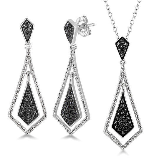 Black Diamond Earring & Necklace Set