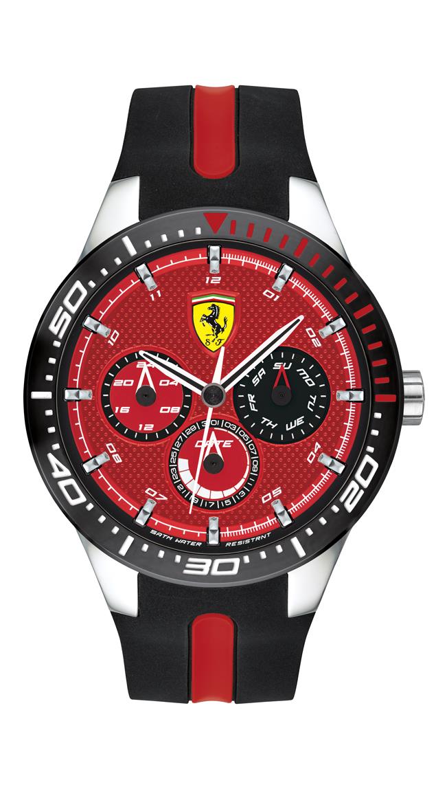 Scuderia Ferrari Redrev T Gents, Black IP Bezel, Red Dial, Integrated Black Silicone Strap