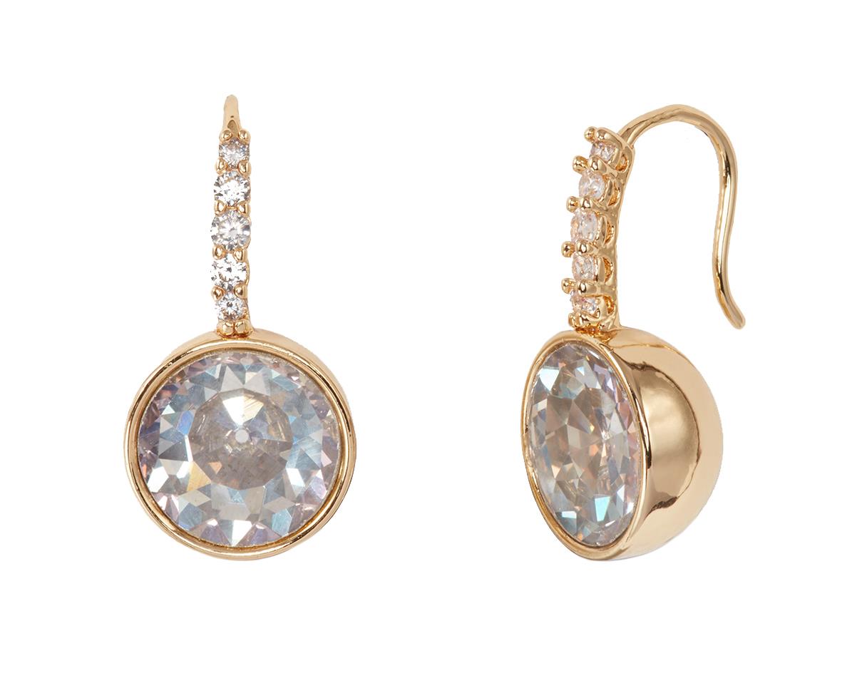Kate Spade Reflecting Pool Pave Round Drop Earrings - Clear, Gold