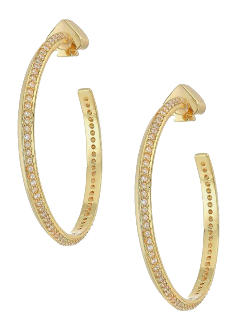 Kate Spade Raise the Bar Pave Hoop Earrings - Clear Gold