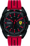 Scuderia Ferrari Forza Gents, Brushed Black IP Case, Black Dial, Red Silicone Strap