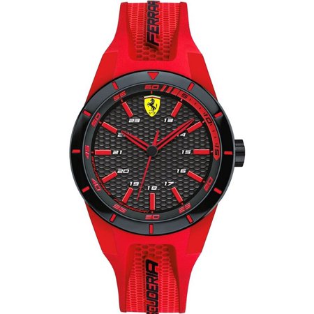 Scuderia Ferrari Redrev T Gents, Black Plastic Case, Black Dial, Red Silicone Strap