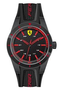 Scuderia Ferrari Redrev Gents, Plastic Case, Black Dial, Black Silicone Strap