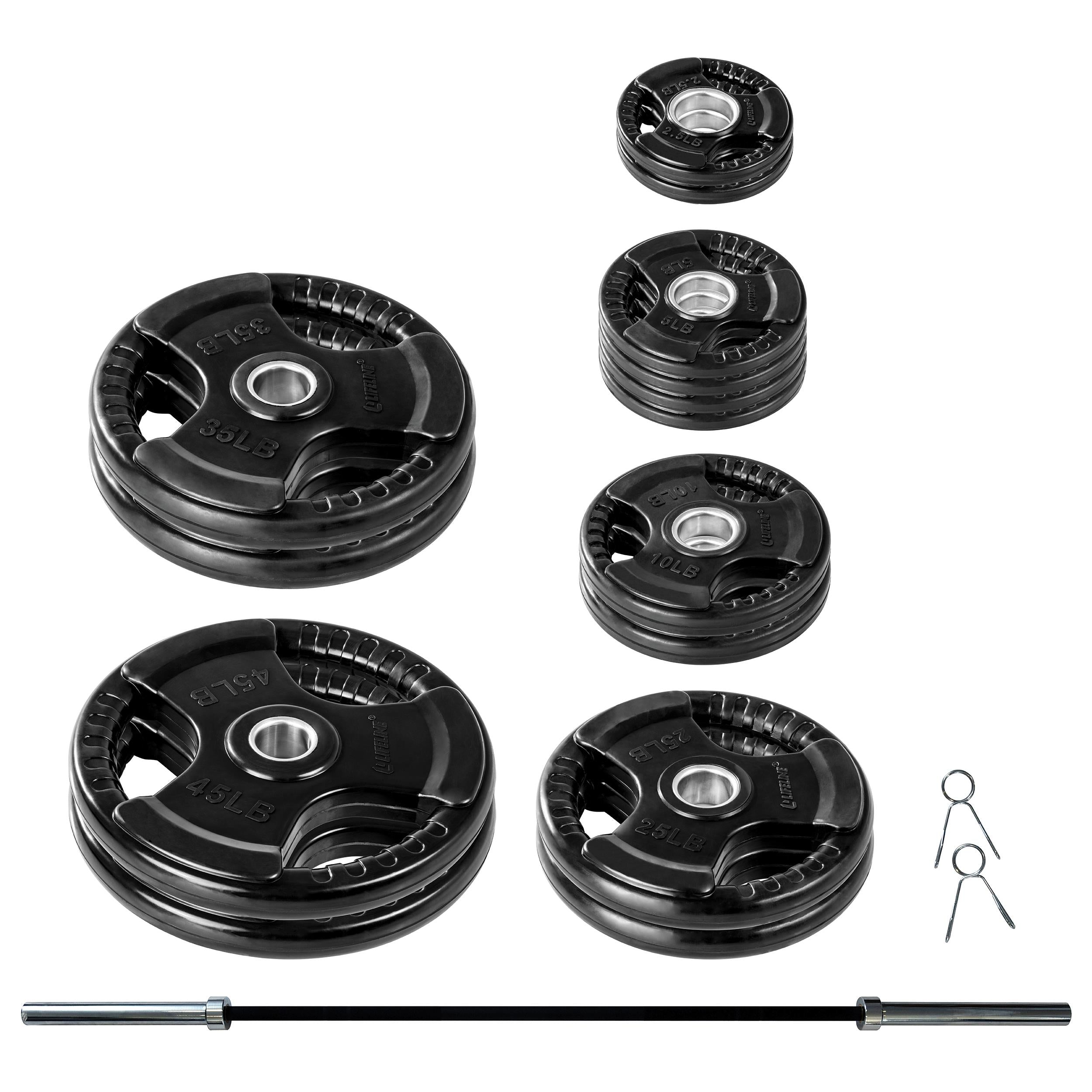Lifeline Fitness - Olympic Rubber Grip Plate Set - 300 LBS