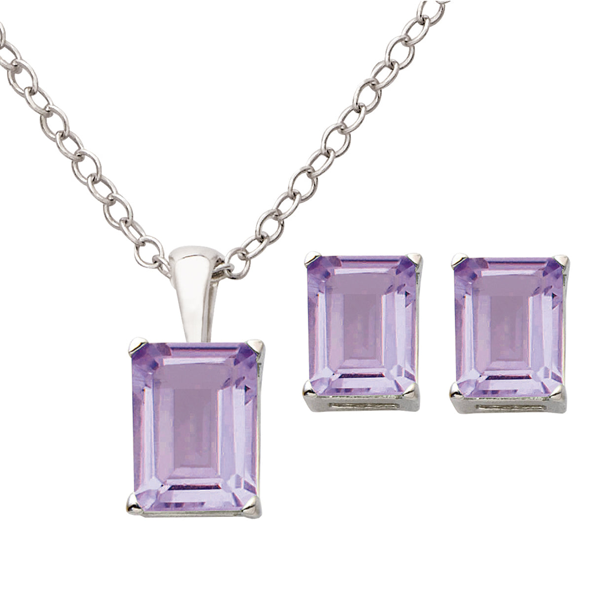 Amethyst Earring & Necklace Set