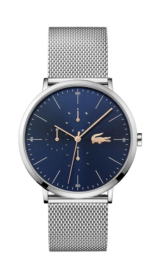 Lacoste Moon ME Gents, SS Case, Blue Multi-function Dial, Stainless Steel Mesh Bracelet