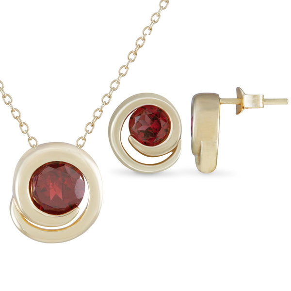 Garnet Earring & Necklace Set