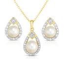 Pearl and Diamond Earring & Necklace Set