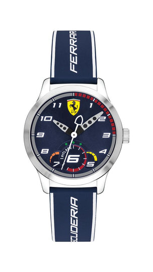 Scuderia Ferrari Pitlane Kids, SS Case, Blue Dial, Blue Silicone Strap with White Details