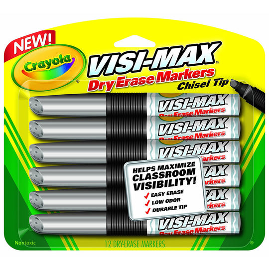 Crayola 12 ct. Chisel Tip Black Visi-Max Dry-Erase Markers