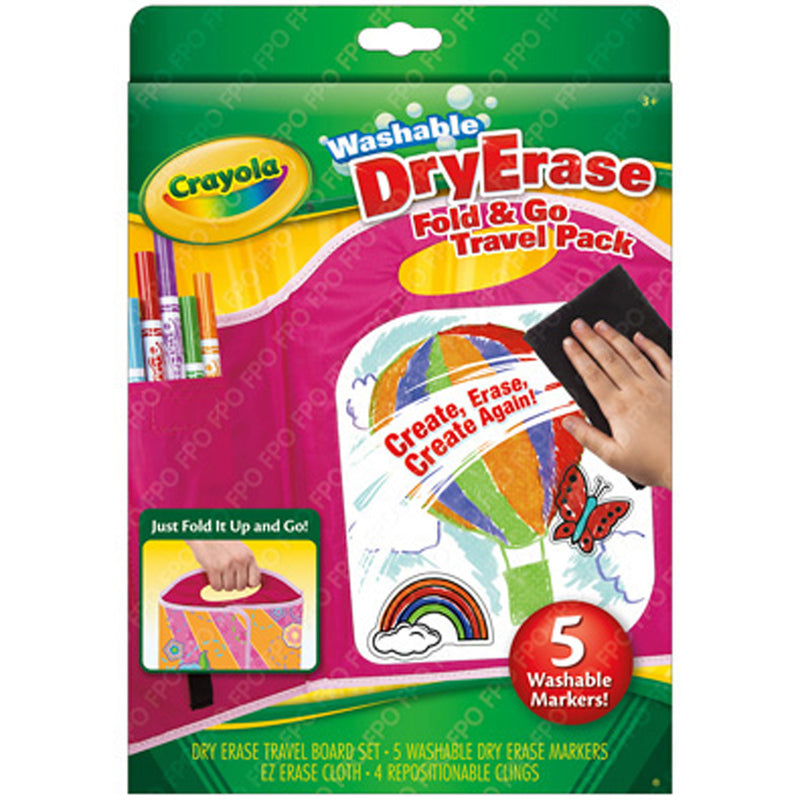 Crayola Washable Dry-Erase Travel Pack, Fold & Go Travel Set Art