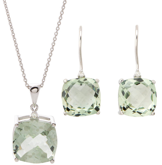 Green Amethyst Earring & Necklace Set