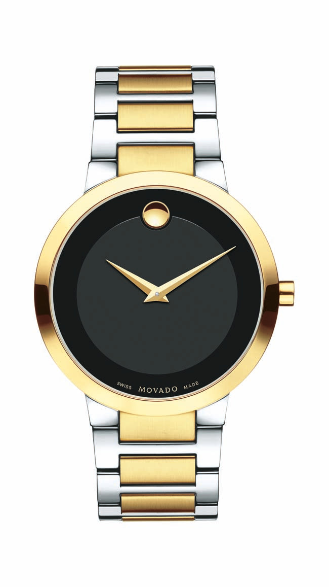 Movado Modern Classic Gents, Two-Tone SS/YG Case and Bracelet, Black Dial