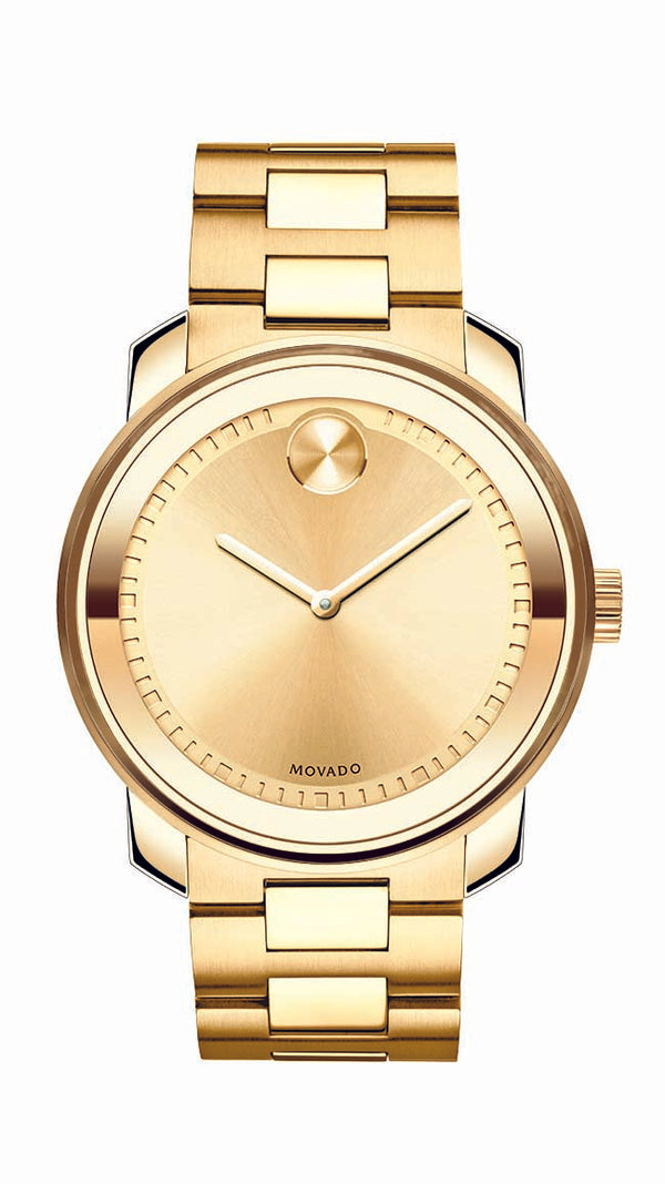 Movado Bold Gents, Yellow Gold Ion-Plated Case & Bracelet, Yellow Gold Toned Dial