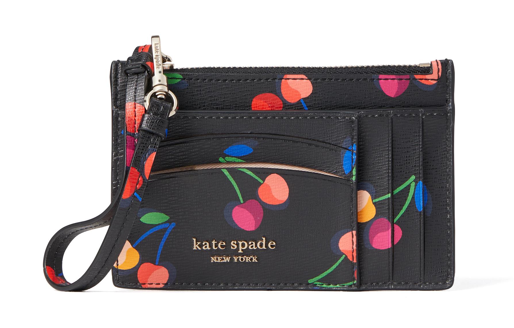 Kate Spade Spencer Cherries Small Card Case Wristlet - Black Multi