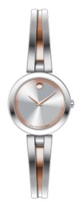 Movado Aleena Ladies, SS/Rose Gold Case & Bracelet, Stainless Steel Dial