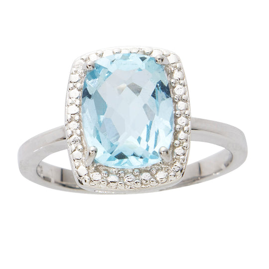 Blue Topaz & Diamond Ring