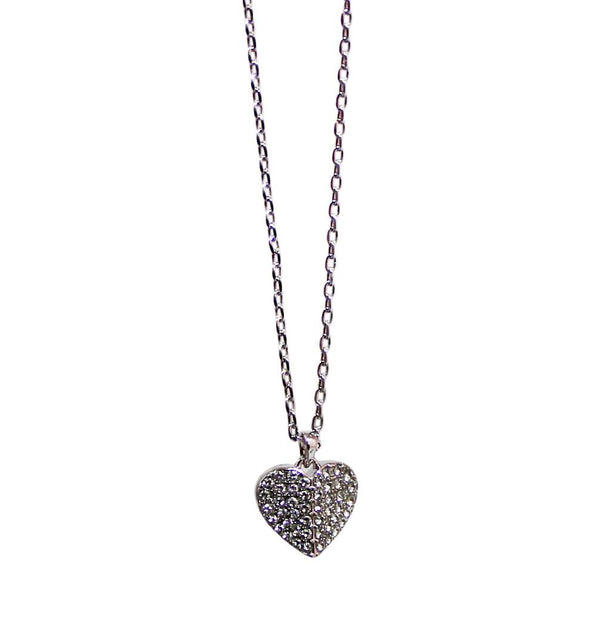 Kate Spade Heart to Heart Pave Mini Pendant Necklace - Clear, Silver