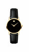 Movado Classic Museum Ladies, Yellow Gold PVD Case, Black Dial, Black Calfskin Strap