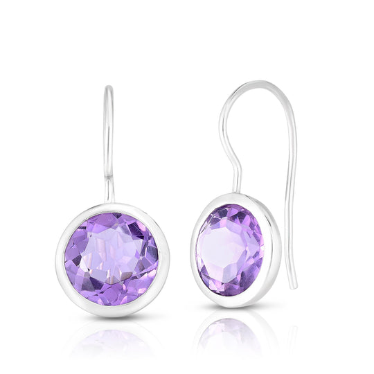 Round Amethyst Earrings