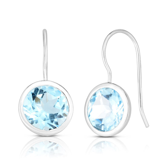Round Blue Topaz Earrings