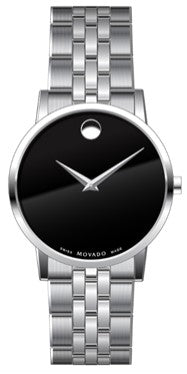 Movado Museum Classic Gents, Stainless Steel Case & Bracelet, Black Dial