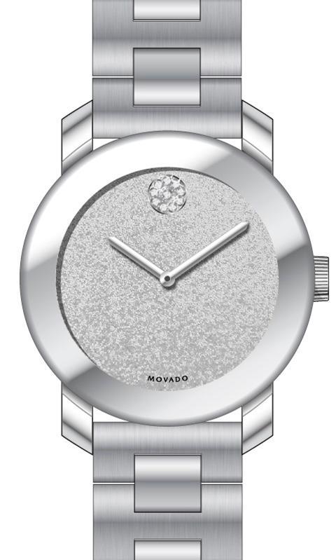 Movado Bold Ladies, Stainless Steel Case & Bracelet, Silver Glitter Dial